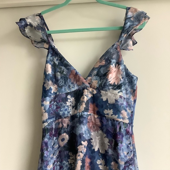 Anthropologie Hutch Coley Floral Flutter Ruffle Gown Dress - Picture 7 of 10